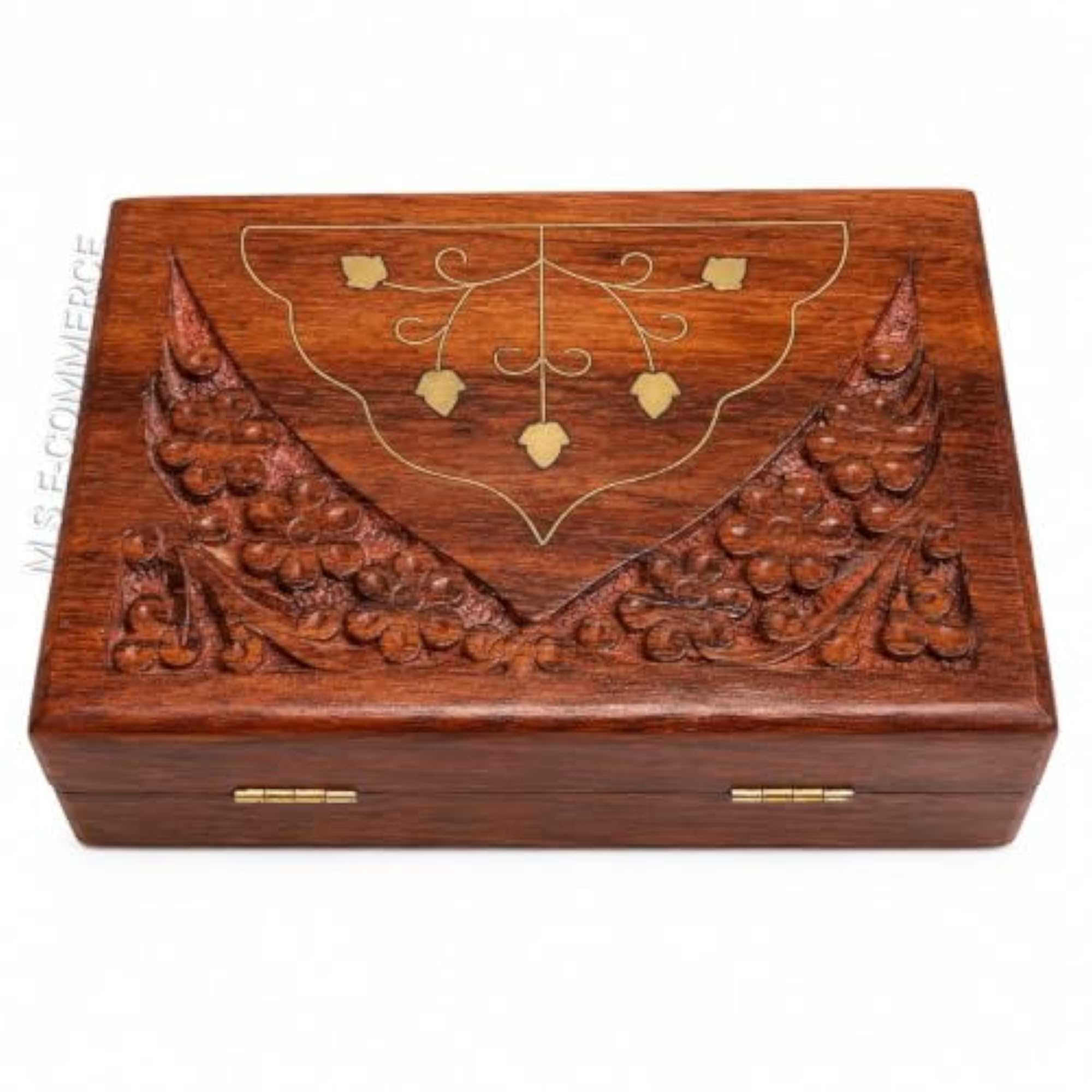 Wooden Keepsake Box with Floral Carved Design